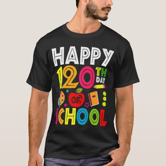 T-shirt Joyeux 120e Jour De L'École Professeur Rainbow 120 (Devant)