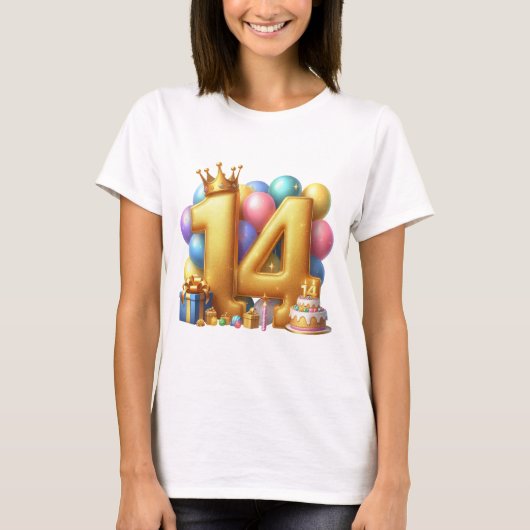 T-shirt Joyeux 14e anniversaire (Devant)