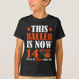 T-shirt Joyeux 14e anniversaire 14 ans Basketball 14e Bi