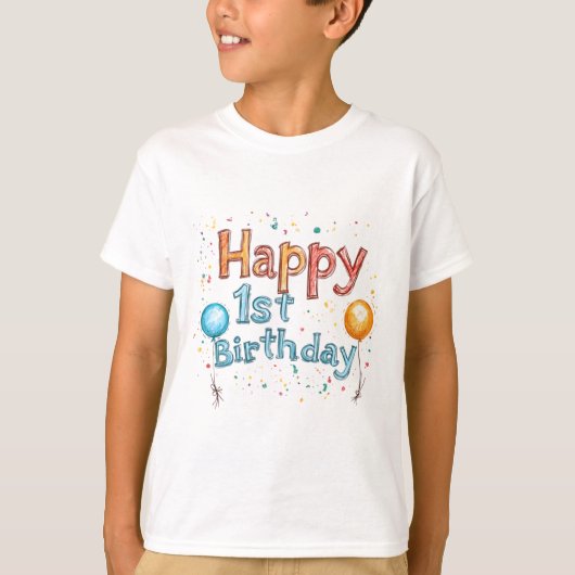 T-shirt Joyeux 1er anniversaire - Colorful Birthday Design (Devant)