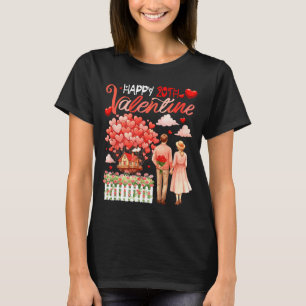 T-shirt Joyeux 20ème Couple Floral de la Saint-Valentin Fa