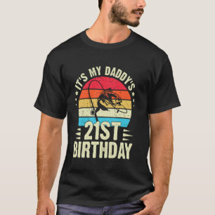 T-shirt Joyeux 21e anniversaire à mon papa pêche vintage