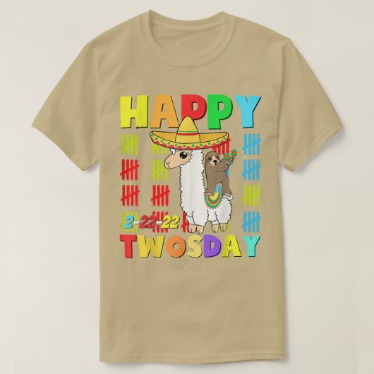 T-shirt Joyeux 22222 Twosday Old Taco Llama 22 février 2 (Design devant)