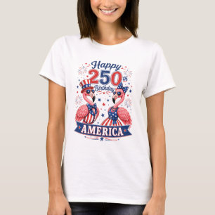 T-shirt Joyeux 250e Anniversaire Amérique Flamants Patriot