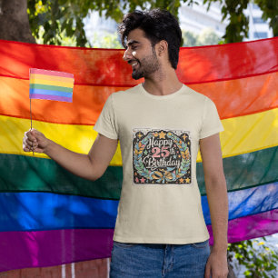 T-shirt Joyeux 25e anniversaire Floral Stars Mens'