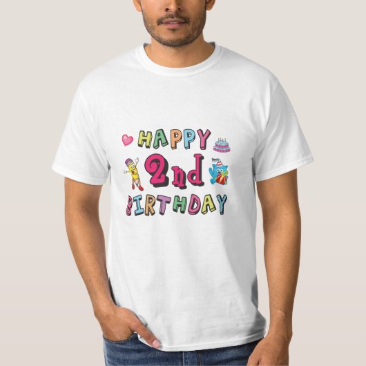 T-shirt Joyeux 2e anniversaire 2 an surprise (Devant)