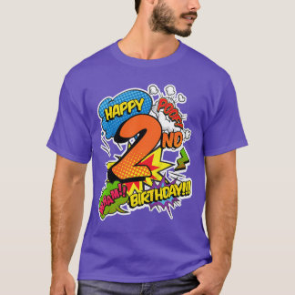 T-shirt Joyeux 2e Anniversaire Garçons Style BD superpouvo