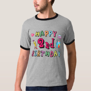 T-shirt Joyeux 2ème anniversaire. 2 ans jour d'anniversair