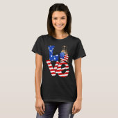 T-shirt Joyeux 4 juillet American Love Brown Boxer Chien (Devant entier)