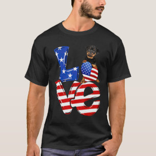 T-shirt Joyeux 4 juillet American Love Rottweiler Chien