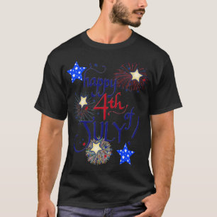 T-shirt Joyeux 4 juillet ! avec feux d'artifice et étoile