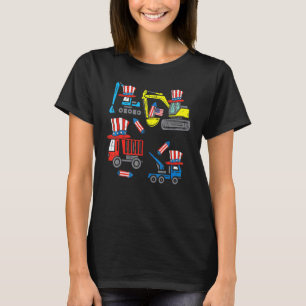 T-shirt Joyeux 4 juillet Camion Grue Construction Tout-Pet
