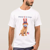 T-shirt Joyeux 4 juillet chiot dans le masque facial (Devant)