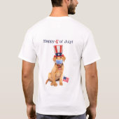 T-shirt Joyeux 4 juillet chiot dans le masque facial (Dos)