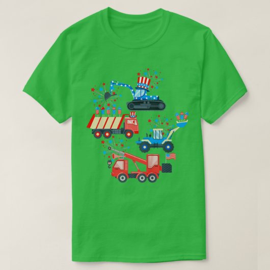 T-shirt Joyeux 4 juillet Construction de Camion de Grue (Design devant)