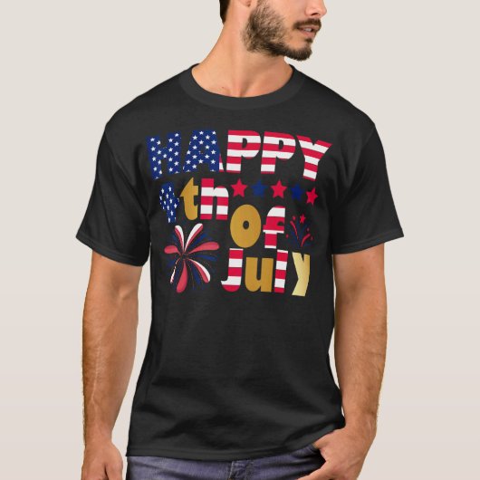 T-shirt Joyeux 4 juillet Cool de conception de liberté Joy (Devant)