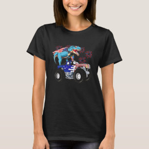 T-shirt Joyeux 4 juillet Dinosaur Monster Truck Rex Boy M