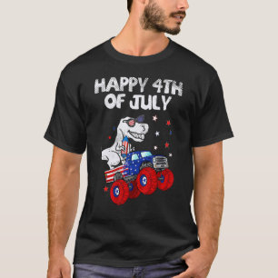 T-shirt Joyeux 4 juillet Dinosaur Monster Truck Rex Boys
