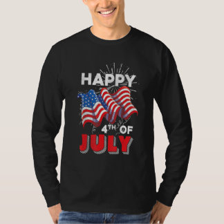 T-shirt Joyeux 4 juillet Drapeau américain américain Feux