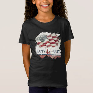 T-Shirt Joyeux 4 juillet - Drapeau américain design vintag