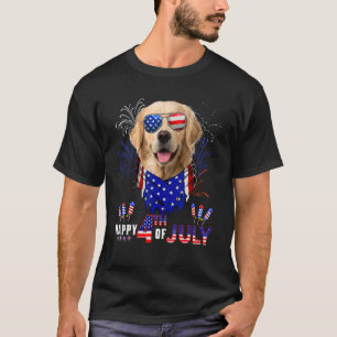 T-shirt Joyeux 4 juillet Drapeau Américain Golden Retrieve