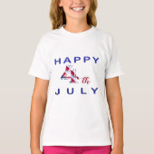 T-shirt Joyeux 4 Juillet Filles Bleues Et Rouges (Devant)