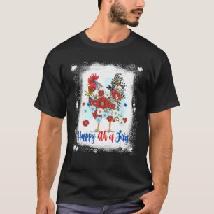 T-shirt Joyeux 4 Juillet Fleur de Fermier de Poulet Décolo