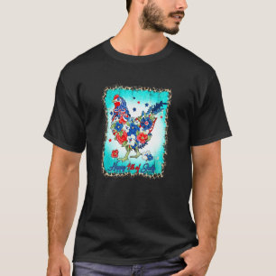 T-shirt Joyeux 4 juillet Floral Poulet Fleurs Patriotique