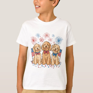 T-shirt Joyeux 4 juillet Goldendoodle Dogs Fireworks