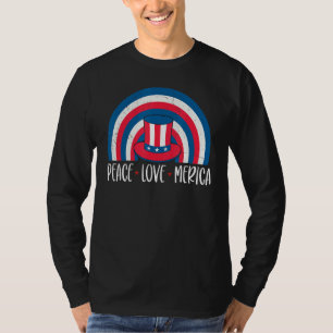 T-shirt Joyeux 4 juillet Rainbow Peace Love Merica Boys K