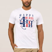 T-shirt Joyeux 4 juillet rouge blanc et bleu (Devant)