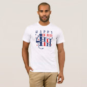 T-shirt Joyeux 4 juillet rouge blanc et bleu (Devant entier)
