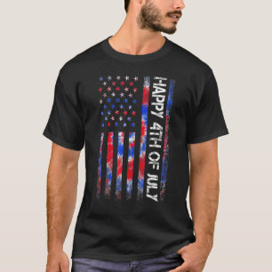 T-shirt Joyeux 4 juillet Tie Dye American Drapeau Us Indep