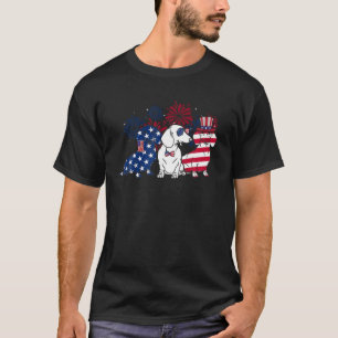 T-shirt Joyeux 4 Juillet Trois Bleu Blanc Dachshund Chien 