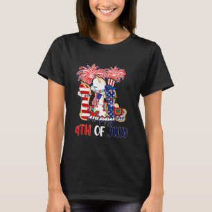 T-shirt Joyeux 4 juillet Trois Llamas Drapeau Américain Fe