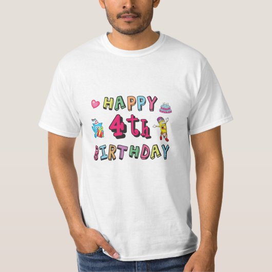 T-shirt Joyeux 4e anniversaire de Birthday 4 year b-day wi (Devant)