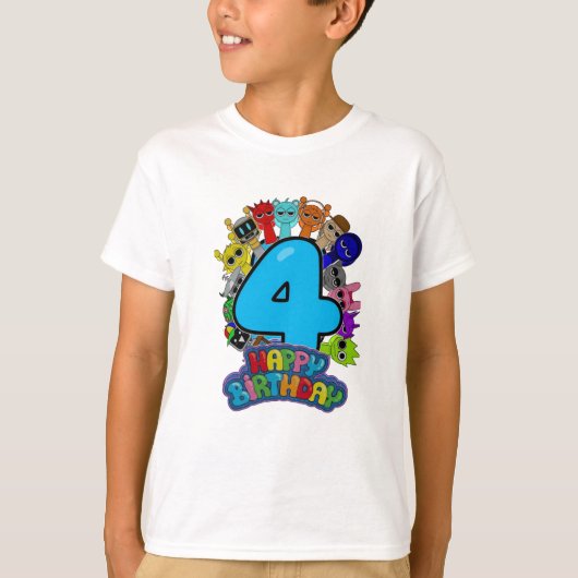 T-shirt Joyeux 4e anniversaire Sprunki - Simon Oren Funbot (Devant)