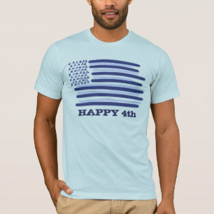 T-shirt Joyeux 4ème bleu mecs t drapeau américain