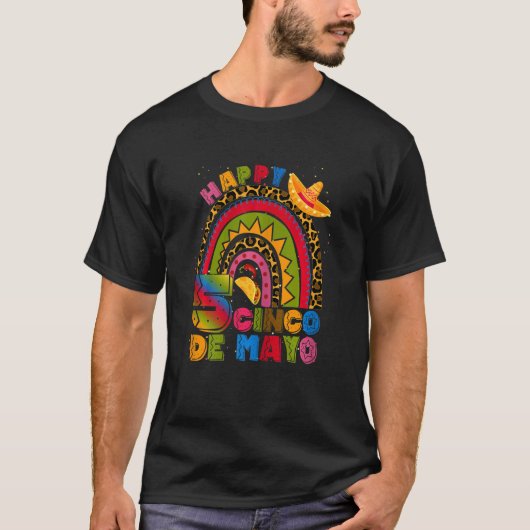 T-shirt Joyeux 5 Cinco De Mayo Rainbow Mexican Fiesta Taco (Devant)