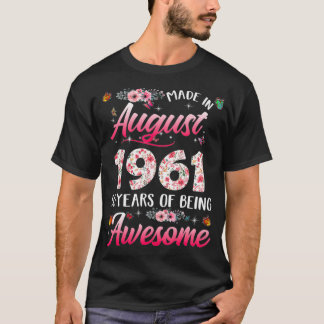 T-shirt Joyeux 60e anniversaire Fabriqué En Août 1961 60 A