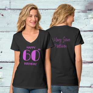 T-shirt Joyeux 60e anniversaire Hot rose Nom noir