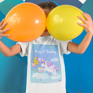 T-Shirt Joyeux 6ème Anniversaire Licorne avec Gâteau d'Ann