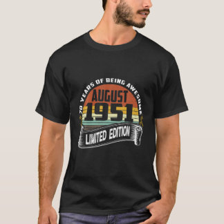 T-shirt Joyeux 70E Anniversaire Vintage Août 1951 70 Ans O