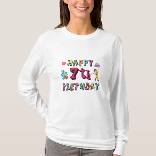 T-shirt Joyeux 7e anniversaire 7 ans souhaits (Devant)