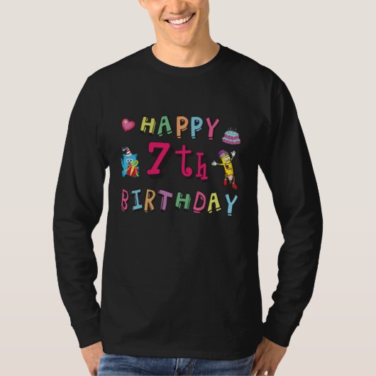 T-shirt Joyeux 7ème anniversaire. 7 ans. (Devant)