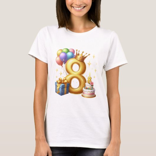 T-shirt Joyeux 8e Anniversaire (Devant)