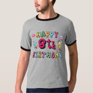 T-shirt Joyeux 8e anniversaire. 8 ans b-jour.