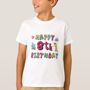 T-shirt Joyeux 8e anniversaire. 8 ans b-jour.