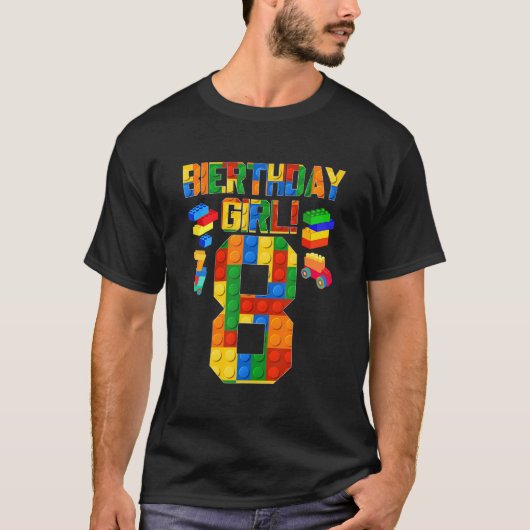 T-shirt Joyeux 8e anniversaire 8 ans Bloc de constructio (Devant)