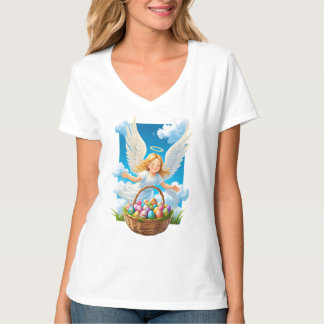 T-shirt Joyeux Ange de Pâques avec Panier